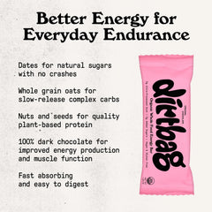 Dirtbag Bar chewy texture closeup – fudge-brownie flavor with a light crunch.