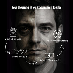 DIRTY SAINT Hangover Shot label closeup communicates clean ingredients and no sugar.