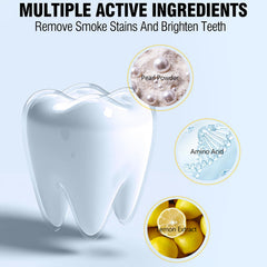 Tooth powder demonstrating deep cleaning and whitening