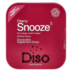 DISO Snooze cherry-flavored fast-dissolving sleep strips, 30-count, vegan and sugar-free