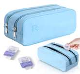 Blue disposable daily contact lens case with left and right markings