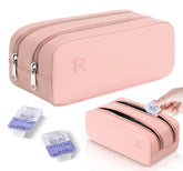 Pink disposable daily contact lens case organizer with clear R and L markings