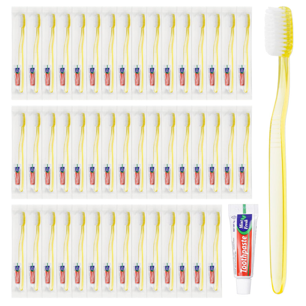 Disposable toothbrush set 100-pack packaging
