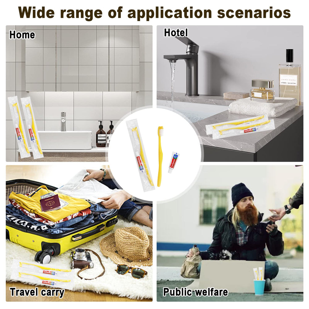 Travel hygiene kit with compact packaging for hotels or charity use