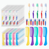 Bulk 50-pack disposable travel hygiene kits with toothbrush, toothpaste, and comb