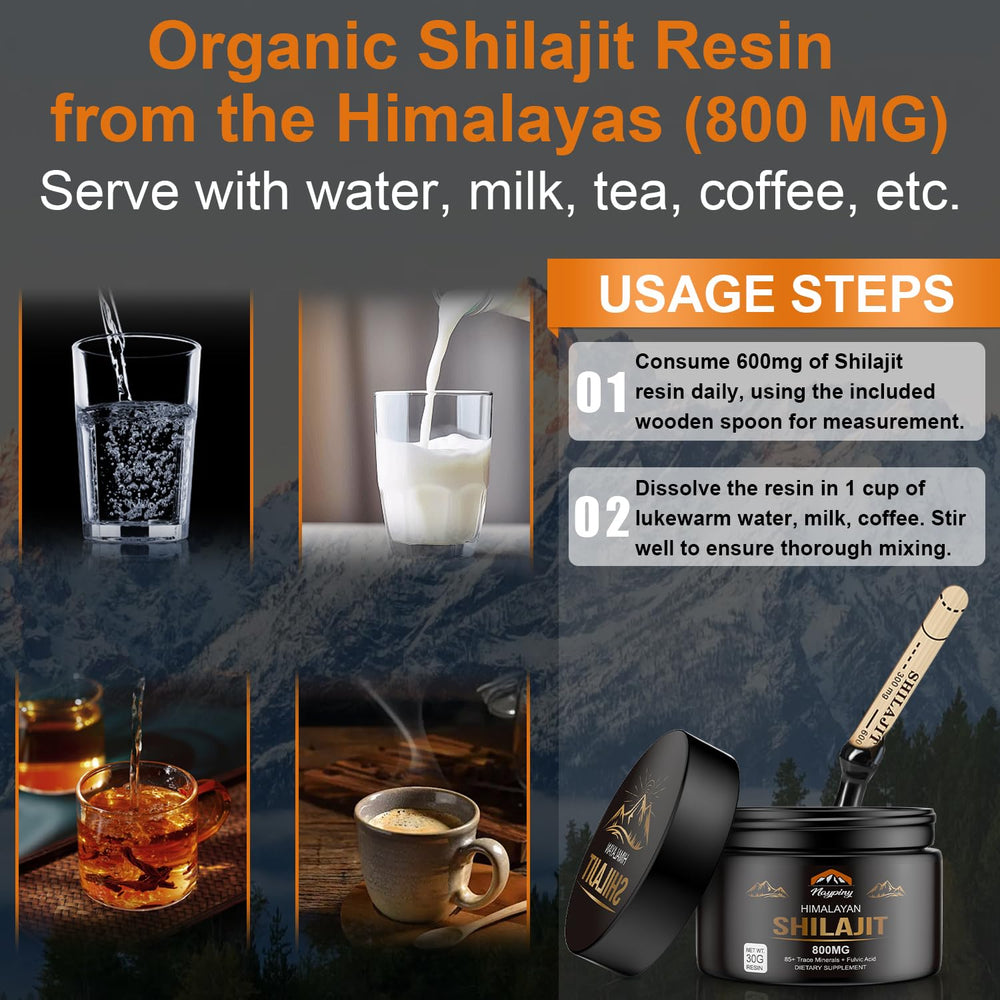 Dissolving a pea-sized amount of Shilajit resin in warm water