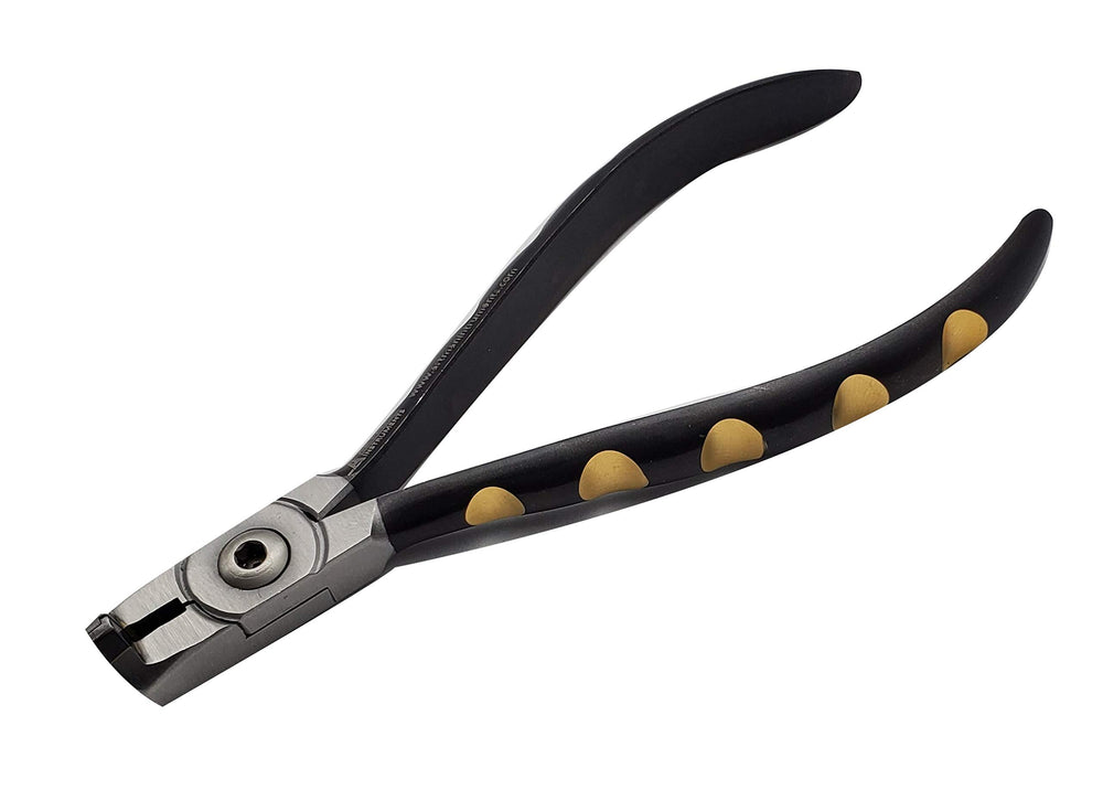 Gold plated distal end cutter handle with safety hold