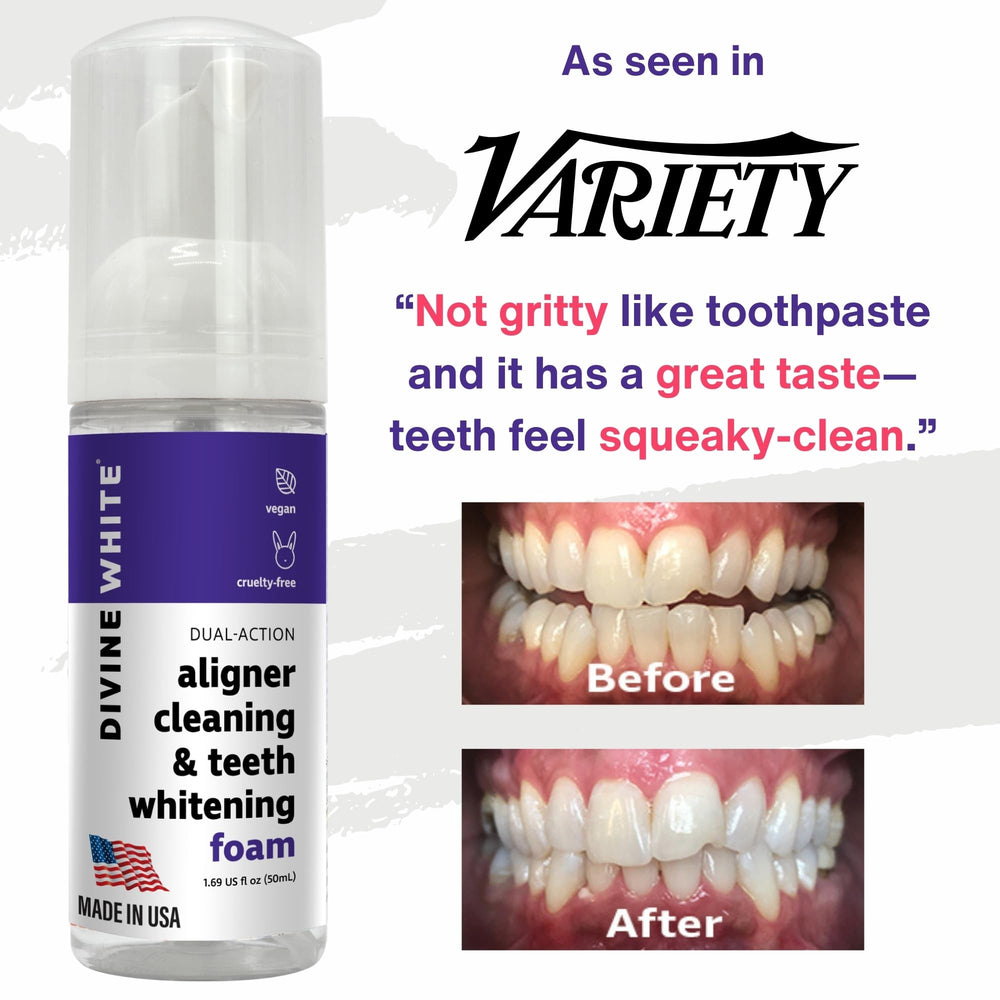 Foaming cleaner for teeth whitening and aligners