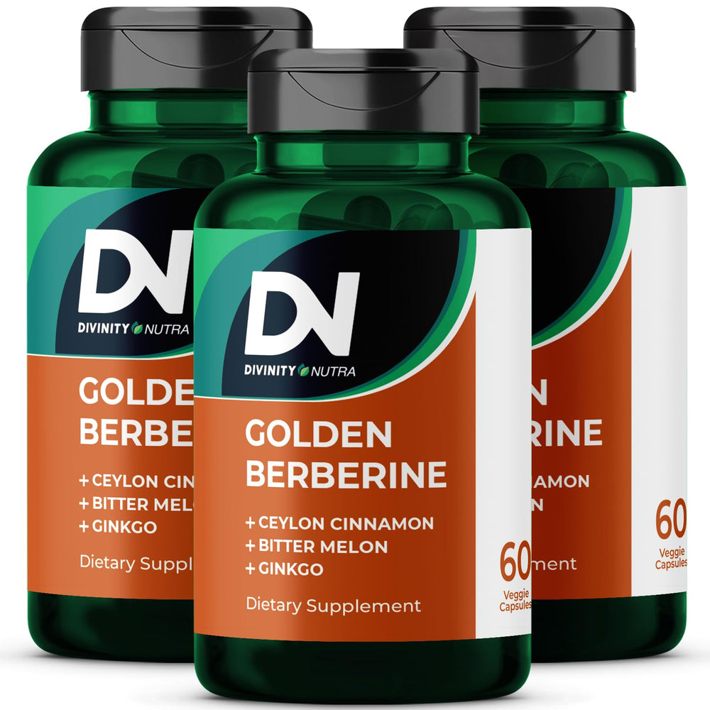Divinity Nutra Golden Berberine 3-bottle bundle with 60 capsules each - hero image