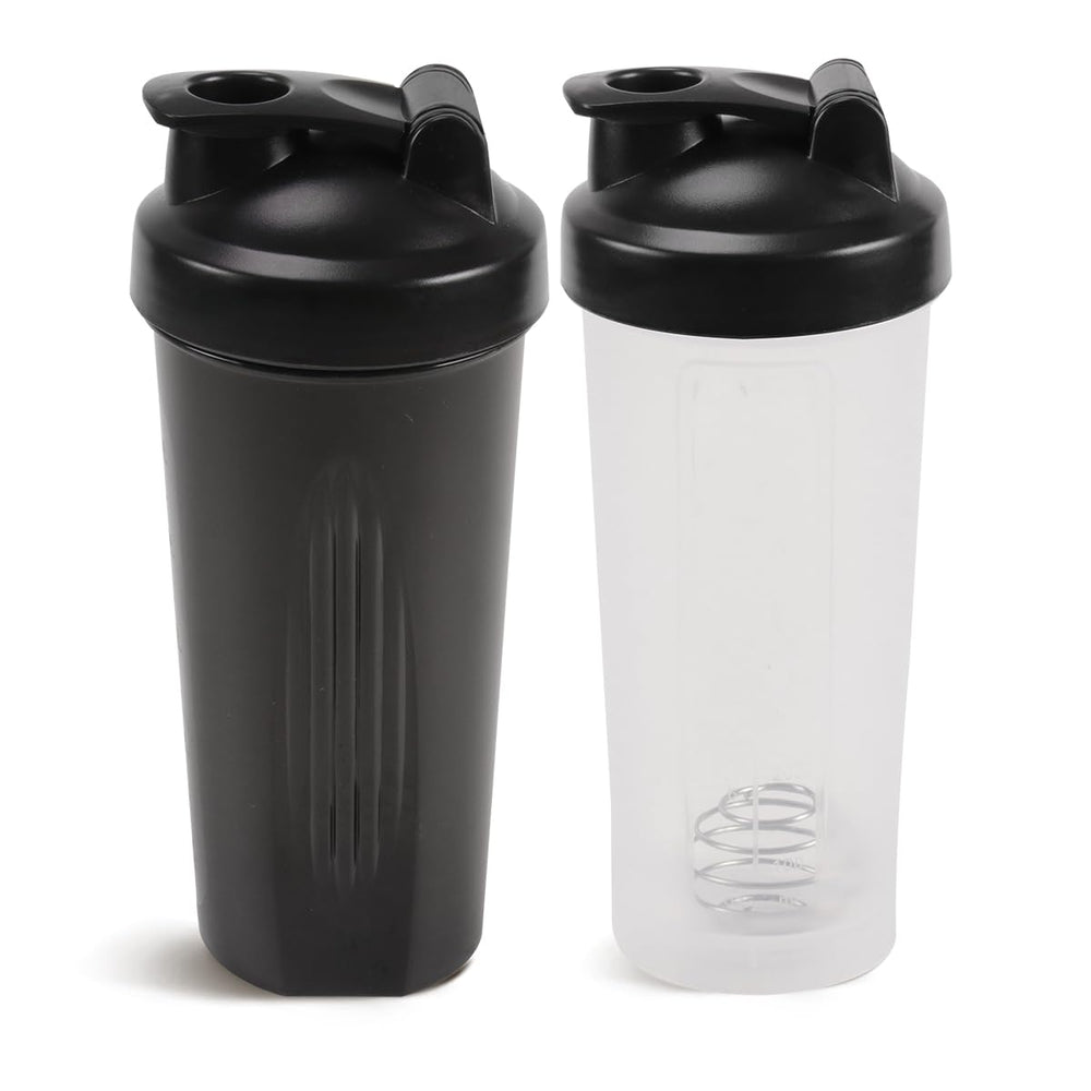 DKMambo 20oz shaker bottle front view in white and black