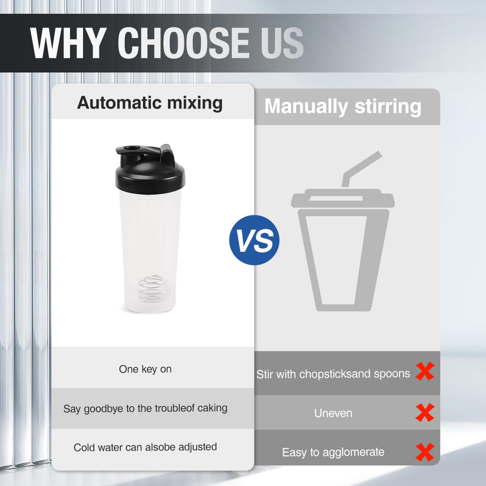 White and black DKMambo shaker bottle ready for use