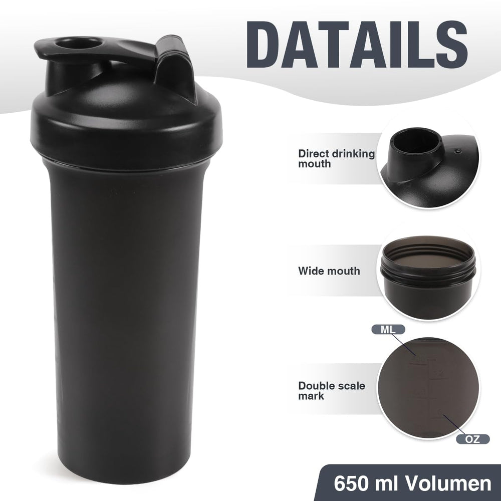 DKMambo 20oz shaker bottle white and black - wide mouth opening