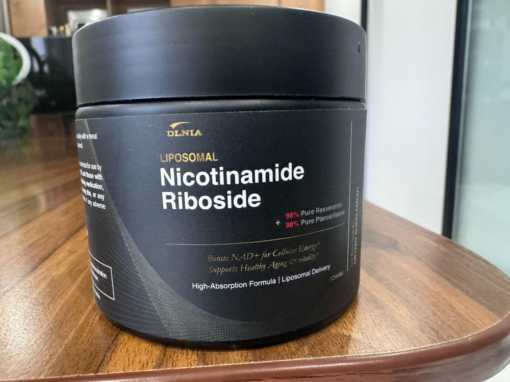 DLNIA Liposomal NAD+ NR 1258mg bottle label
