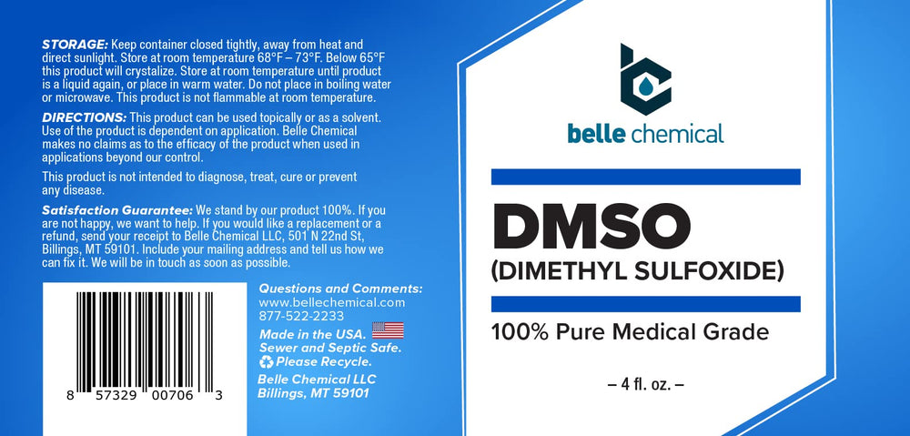DMSO 4 oz bottle label detail