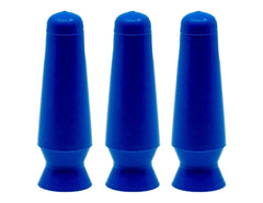 Front view of DMV Scleral Cup Large in cobalt blue with 3-pack packaging
