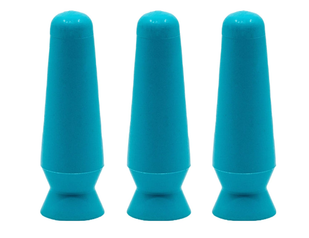 Three DMV Scleral Cup ventless large contact lens handlers in light blue