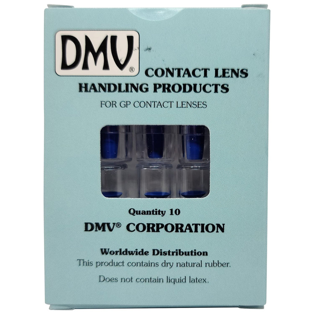 DMV Ultra Hard Contact Lens Remover in cobalt blue with clear storage tube