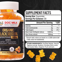 Close-up of Doc Mila gummies showing pineapple flavor