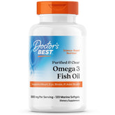 Doctor's Best purified and clear omega-3 fish oil bottle with 120 softgels