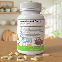 Doctor Danielle Liver Assist packaging flatlay emphasizes organic, detox-oriented liver cleanse routine.