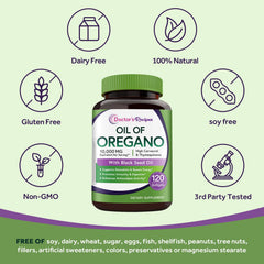 Supplement facts panel for Doctor's Recipes Oil of Oregano