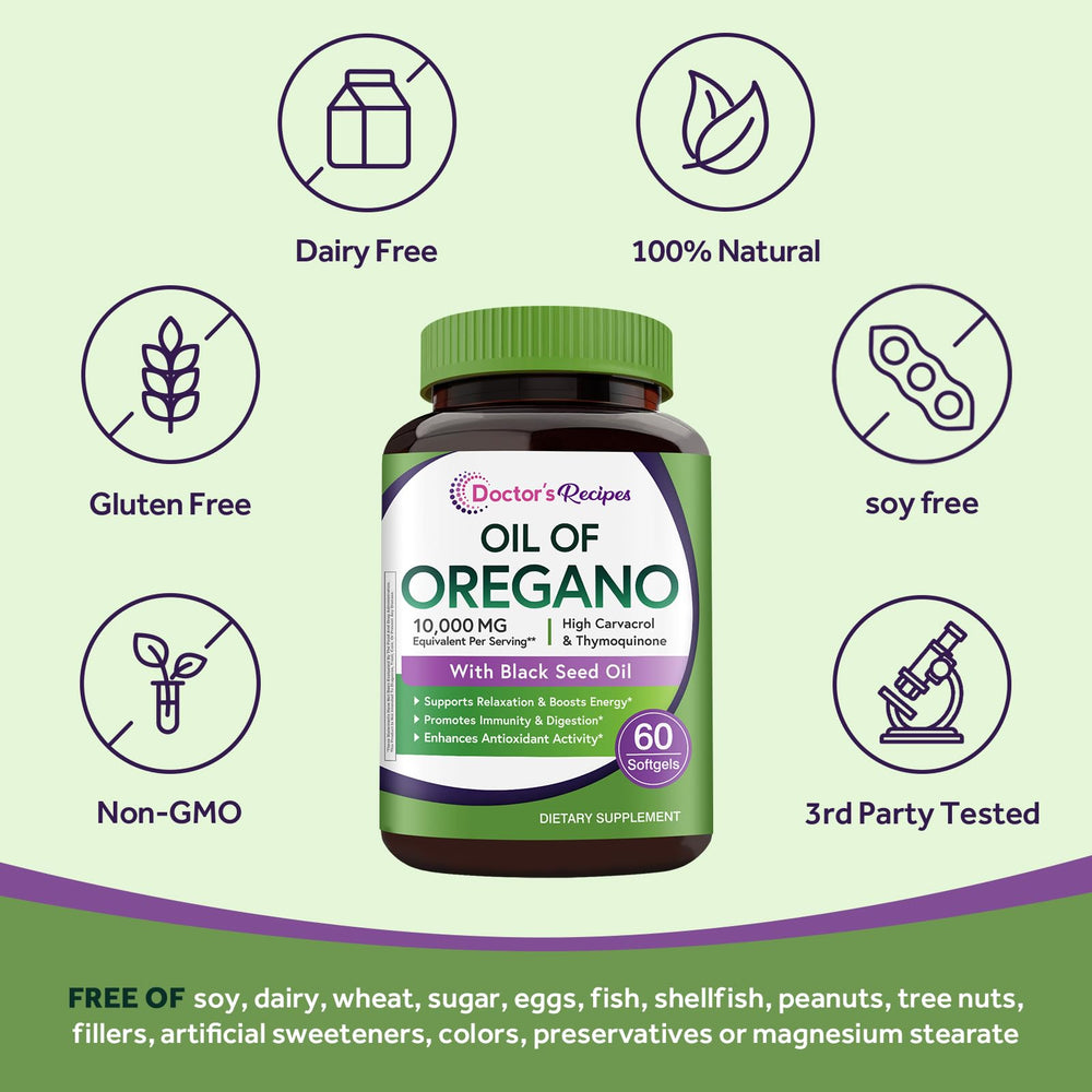 Non-GMO vegan-friendly oregano oil packaging