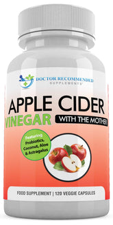 DOCTOR RECOMMENDED SUPPLEMENTS Apple Cider Vinegar Capsules bottle illustrates 1500mg daily wellness support.