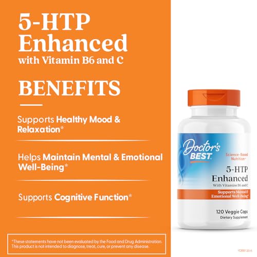 Product label for Doctors Best 5-HTP veggie caps