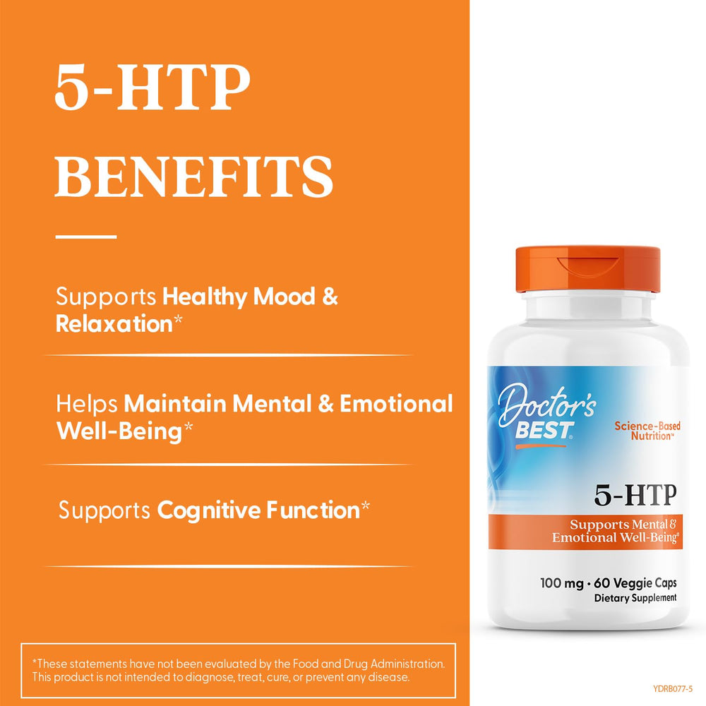 Close-up of Doctors Best 5-HTP label