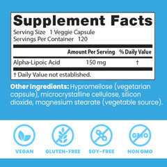 Doctor's Best Alpha-Lipoic Acid packaging shown with vegan and gluten-free features