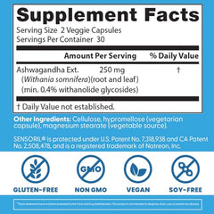 Supplement facts panel of Doctor's Best Ashwagandha