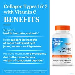 Doctor's Best Collagen Types 1 & 3 bottle label close-up with vitamin C notes