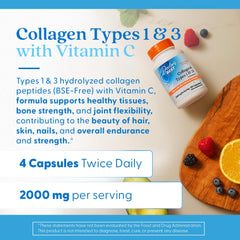 Doctor's Best Collagen Types 1 & 3 capsules with a glass of water ready to take