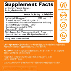Bioperine absorption boost on curcumin bottle label
