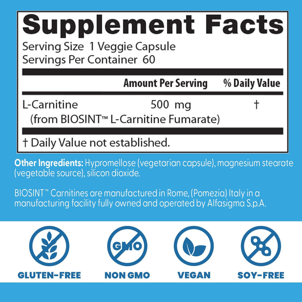 Front view of Doctor's Best L-Carnitine Fumarate bottle