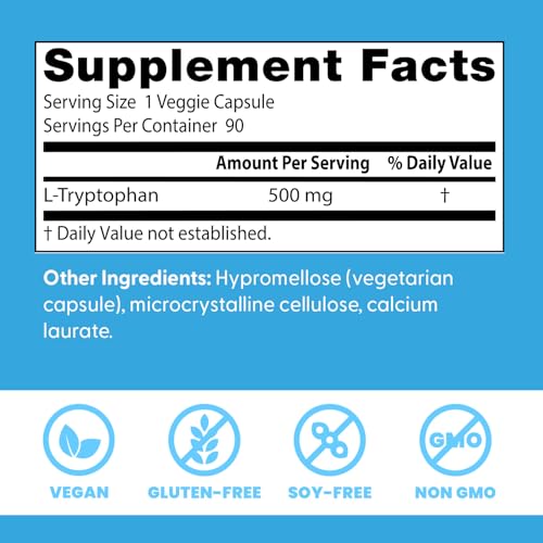 Vegan, gluten-free and soy-free L-Tryptophan veggie caps