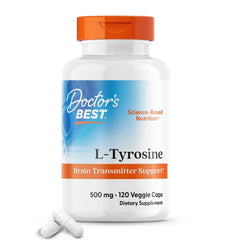 Front view of Doctors Best L-Tyrosine 500 mg veggie caps bottle