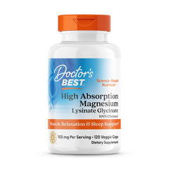 Bottle of Doctor's Best Magnesium Lysinate Glycinate 120 count