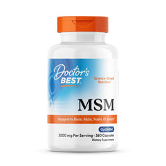 Bottle of Doctor's Best MSM with OptiMSM label