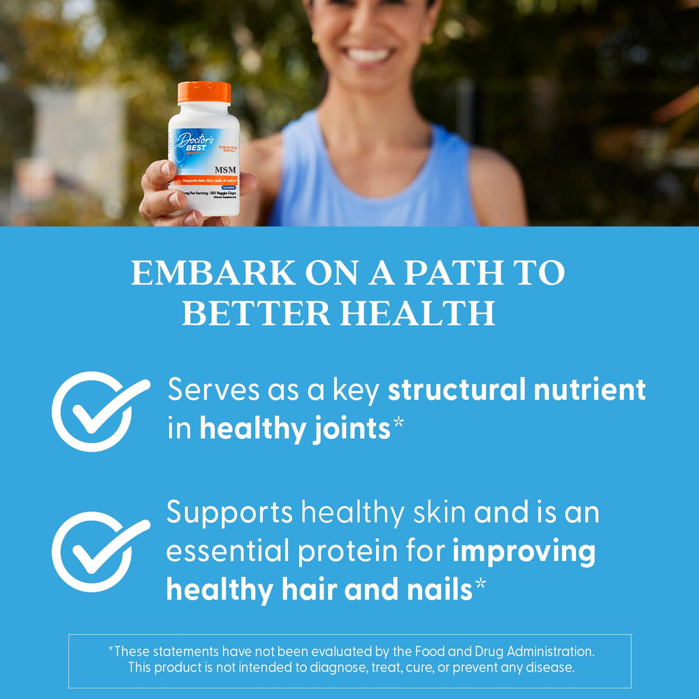 MSM product label with USP-style purity