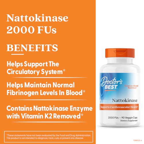 Doctor's Best nattokinase label close-up highlighting vitamin K removal