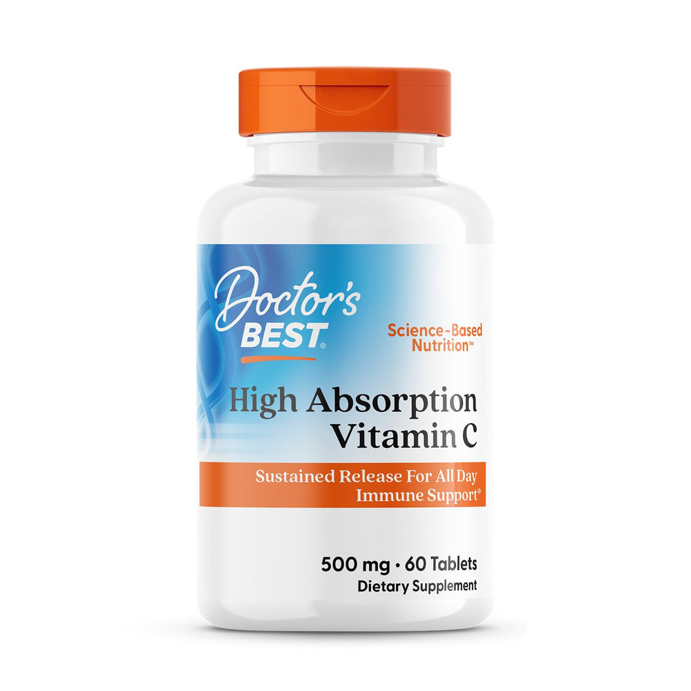 Front view of Doctors Best High Absorption Vitamin C with PureWay-C vegan tablets bottle
