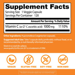 Supplement facts panel for Doctor's Best Vitamin C with Q-C 1000 mg