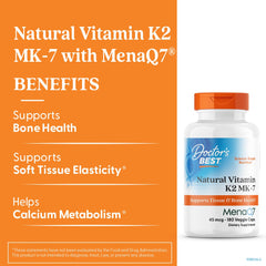 Front label of Doctor's Best Vitamin K2 MK-7 bottle