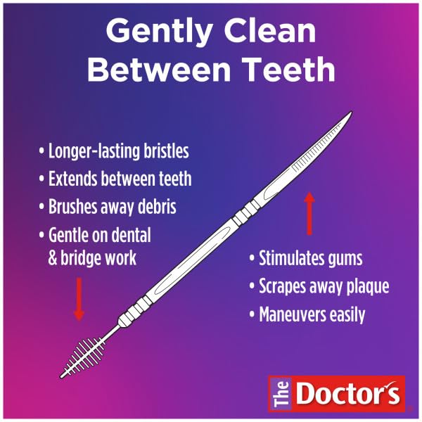 Interdental brush head reaching between teeth and braces