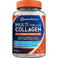 Bottle of Doctor's Recipes Multi Collagen Peptides with Golden Turmeric
