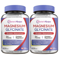 Doctor's Recipes Magnesium Glycinate bottle front view with 180 capsules