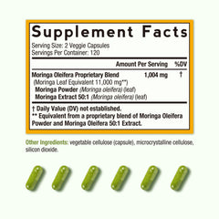Serving size and dosage information for Moringa supplement