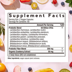 Close-up of product label with 120 capsules