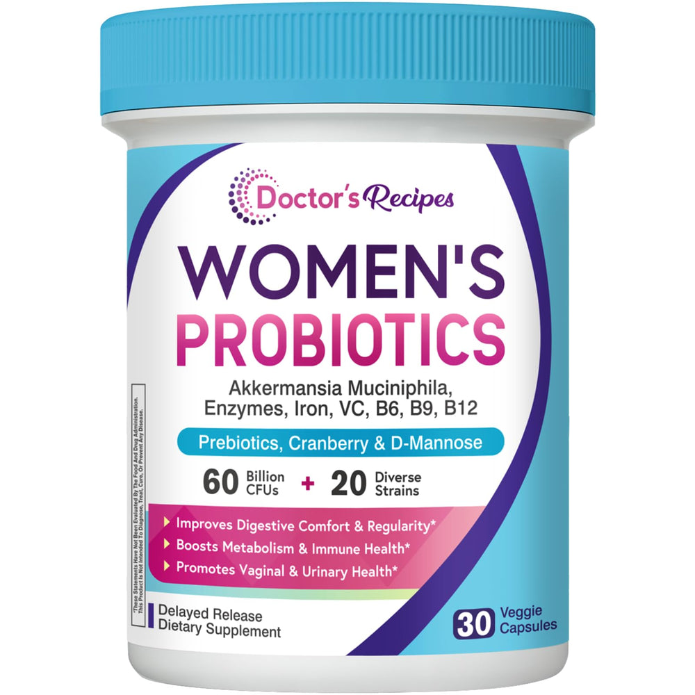 Doctor's Recipes Women's Probiotics bottle with 60B CFU Akkermansia